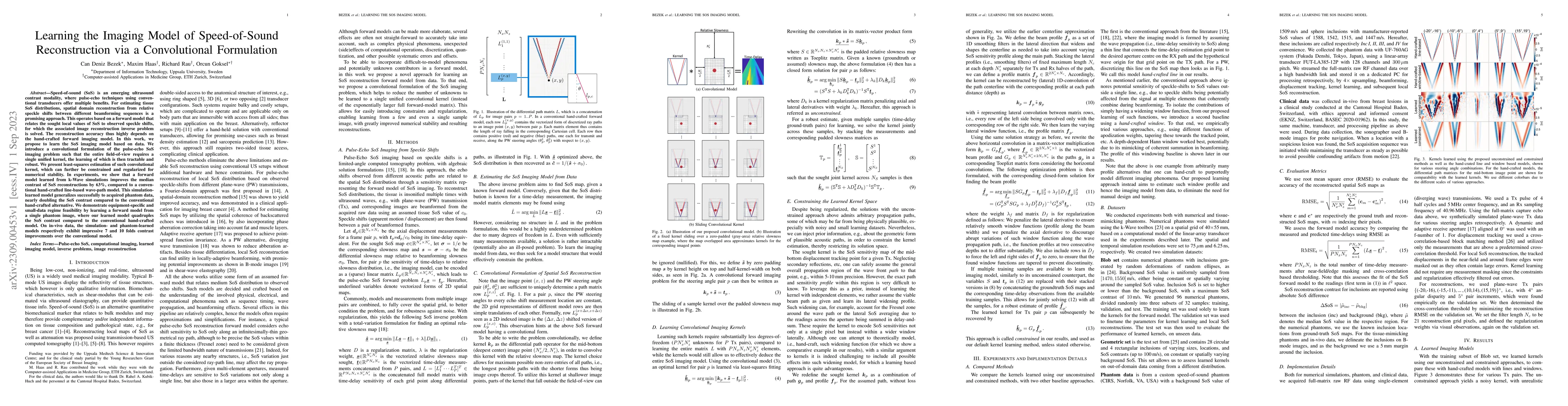 Thumbnail for Learning the Imaging Model of Speed-of-Sound Reconstruction via a
  Convolutional Formulation