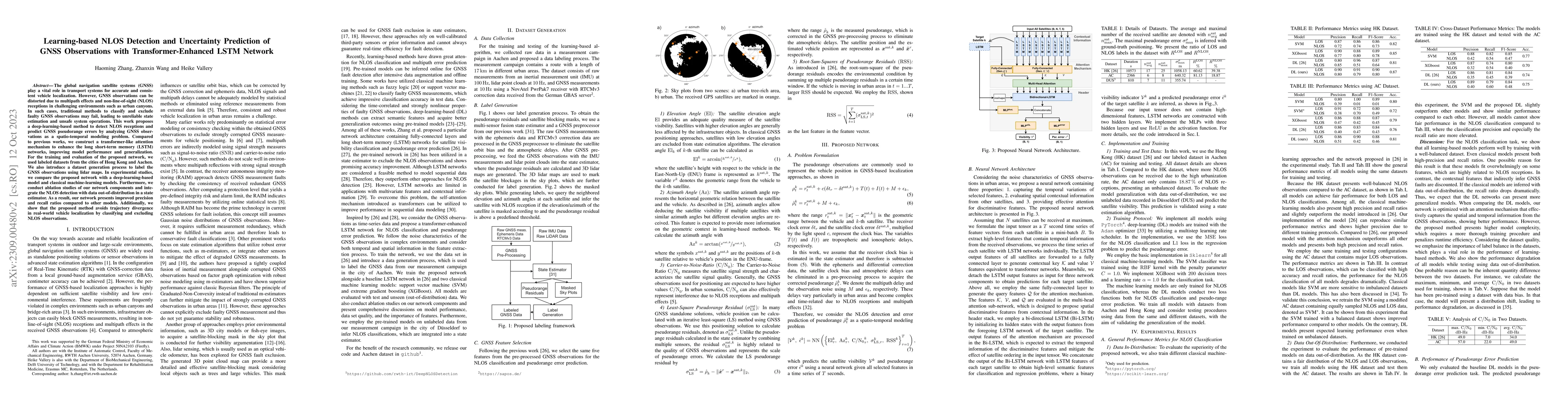 Thumbnail for Learning-based NLOS Detection and Uncertainty Prediction of GNSS
  Observations with Transformer-Enhanced LSTM Network