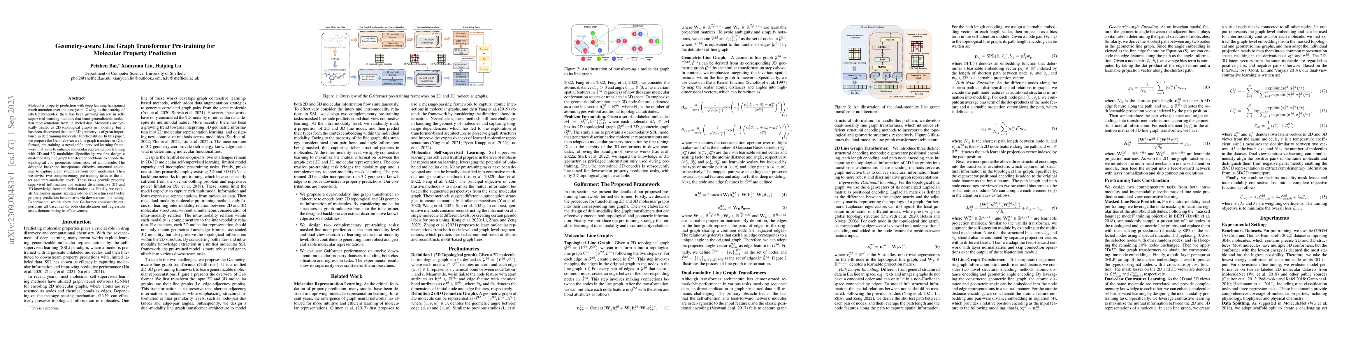 Thumbnail for Geometry-aware Line Graph Transformer Pre-training for Molecular
  Property Prediction