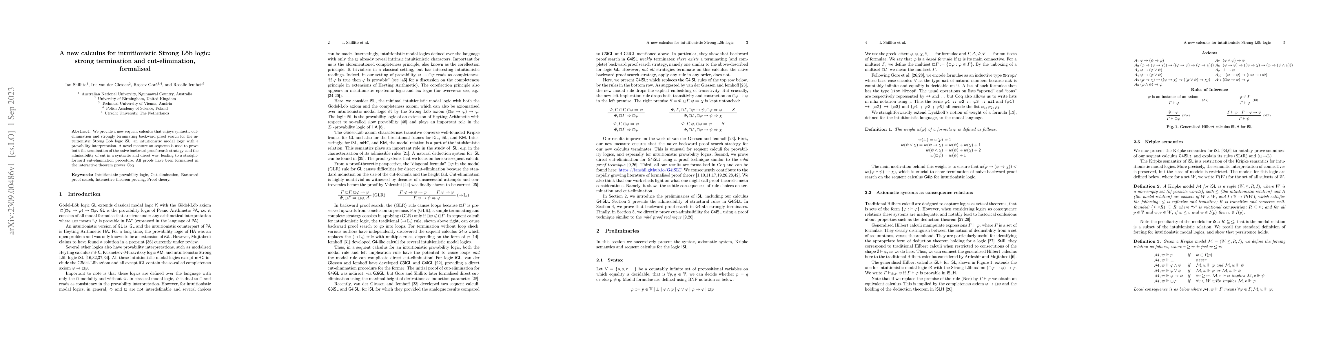 Thumbnail for A new calculus for intuitionistic Strong L\"ob logic: strong termination
  and cut-elimination, formalised