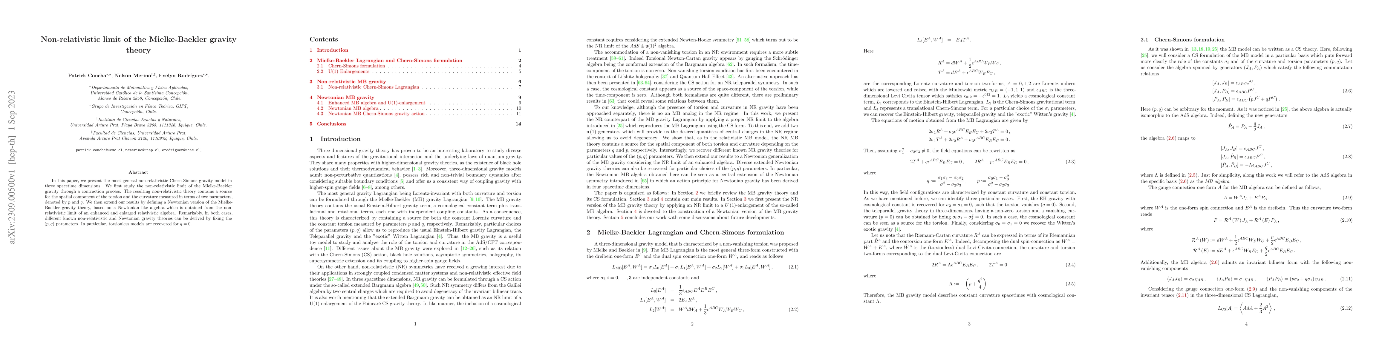 Thumbnail for Non-relativistic limit of the Mielke-Baekler gravity theory
