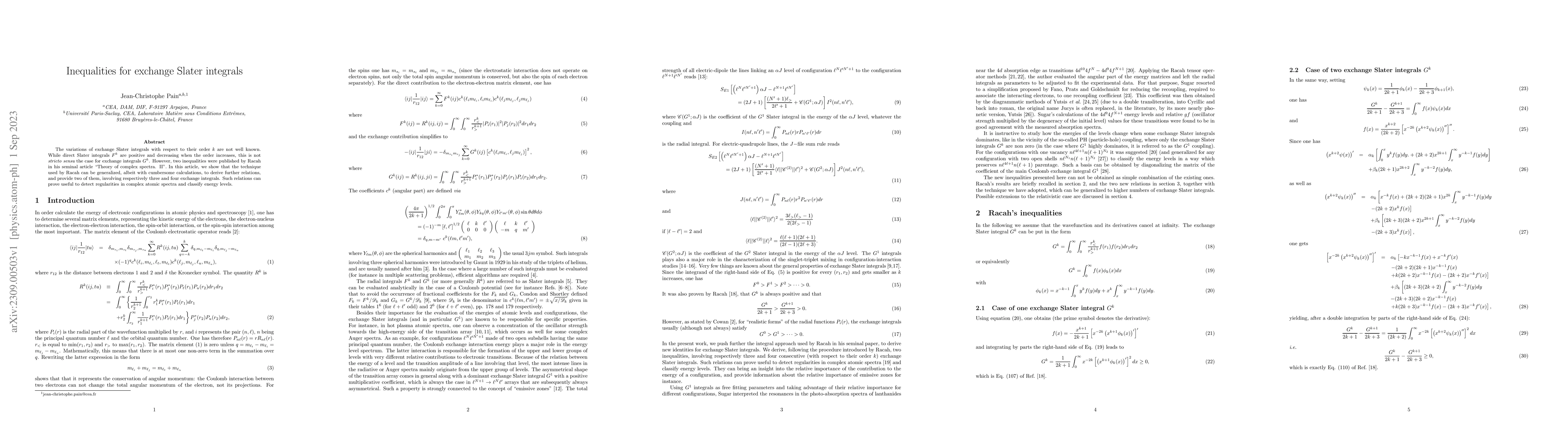 Thumbnail for Inequalities for exchange Slater integrals