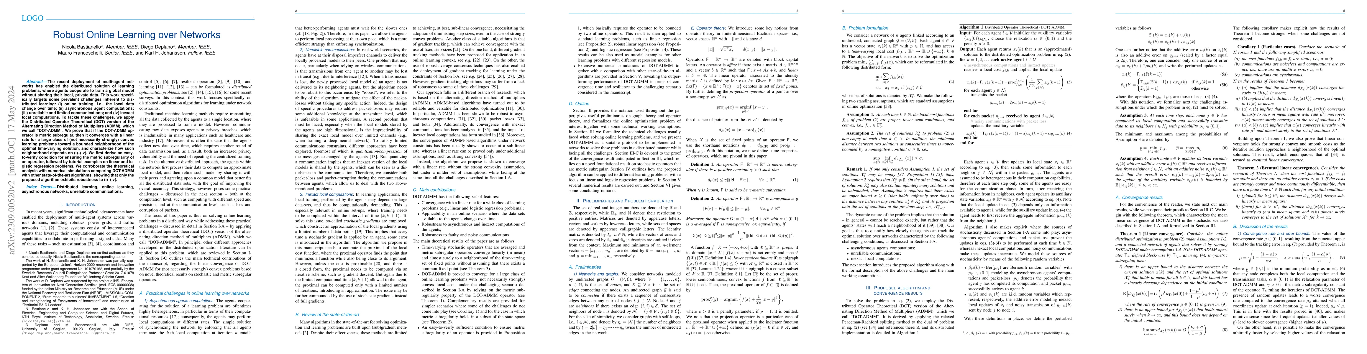 Thumbnail for Robust Online Learning over Networks