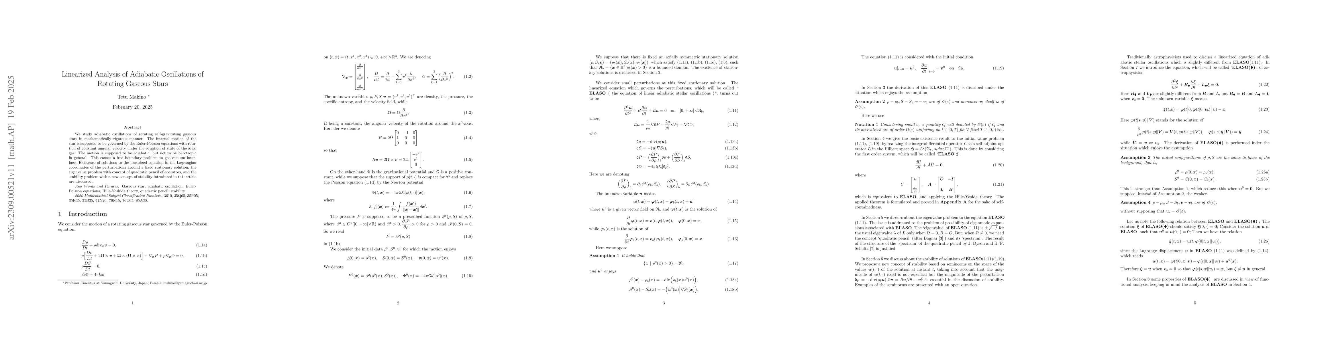 Thumbnail for Linearized Analysis of Adiabatic Oscillations of Rotating Gaseous Stars