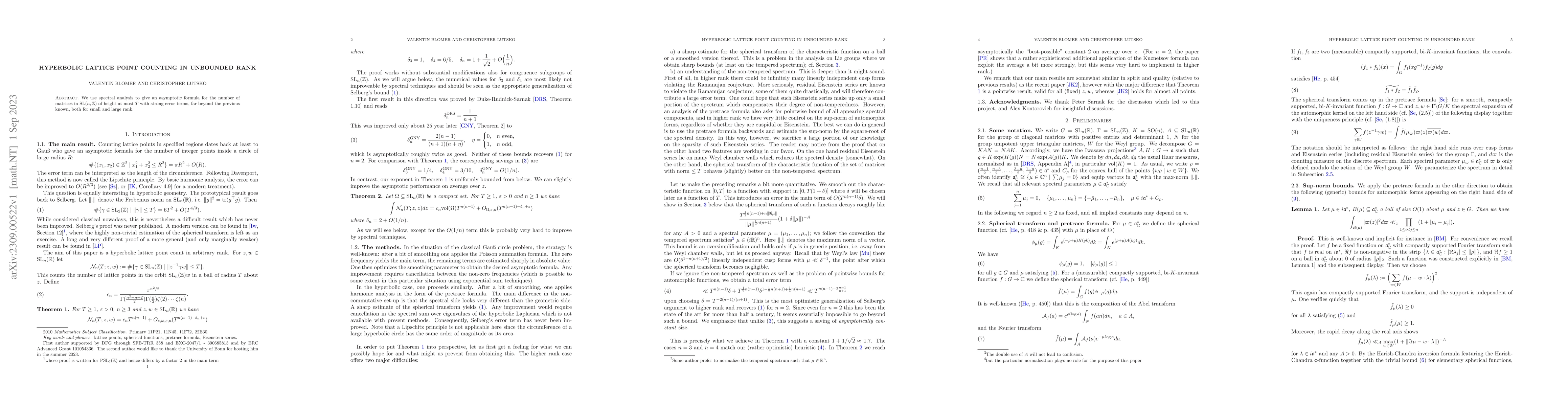 Thumbnail for Hyperbolic lattice point counting in unbounded rank
