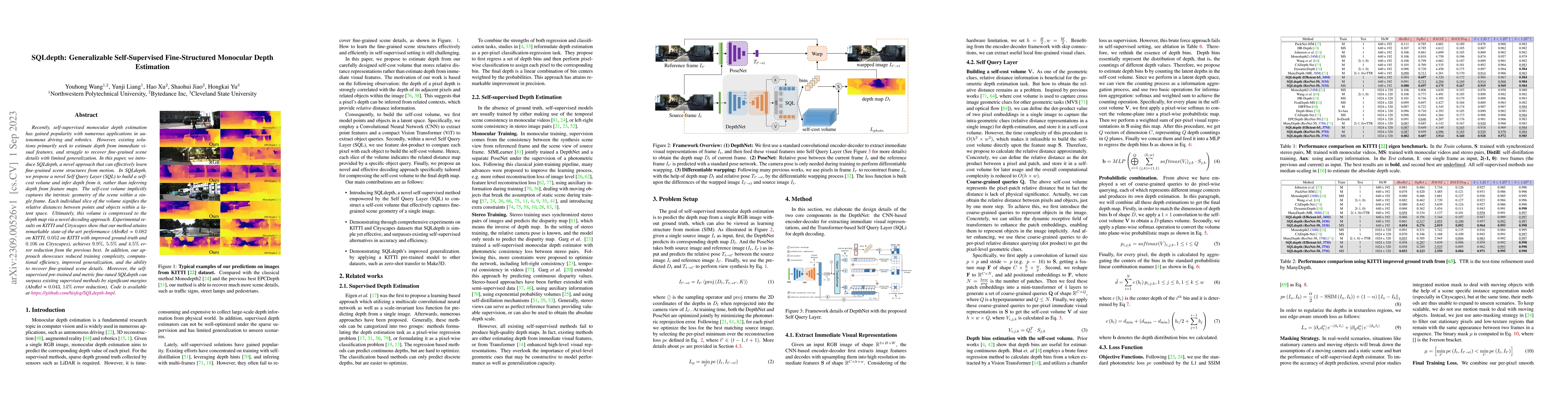 Thumbnail for SQLdepth: Generalizable Self-Supervised Fine-Structured Monocular Depth
  Estimation