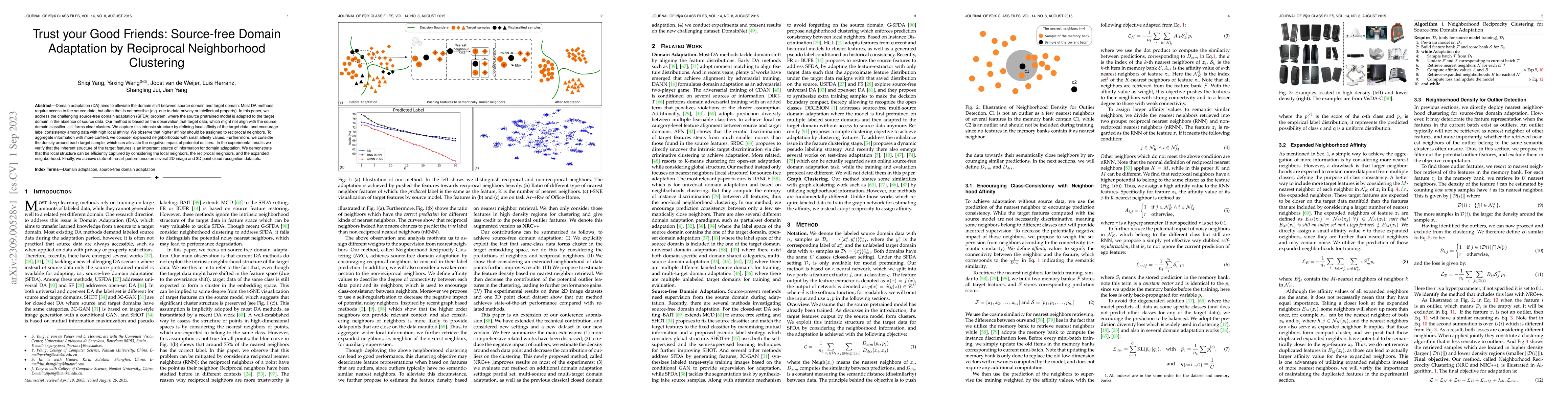 Thumbnail for Trust your Good Friends: Source-free Domain Adaptation by Reciprocal
  Neighborhood Clustering