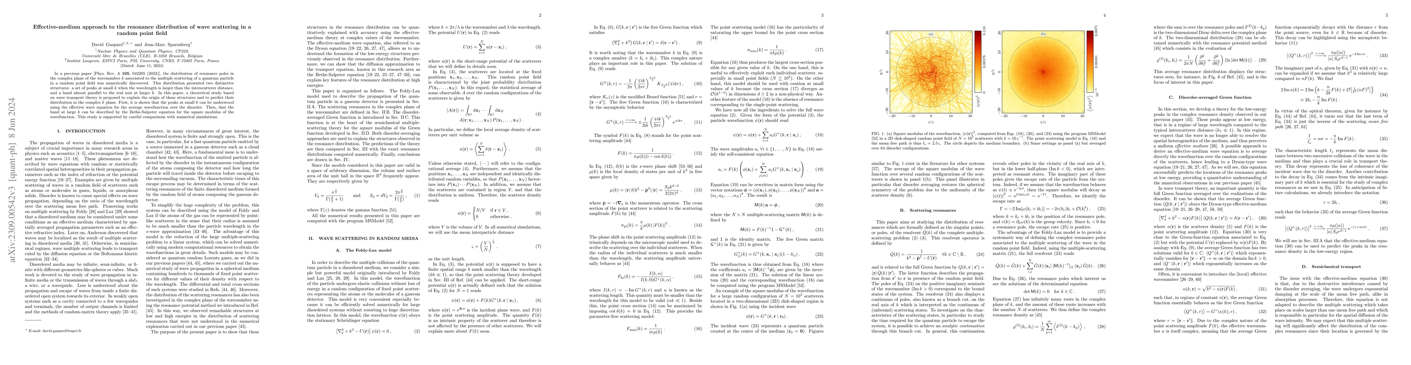 Thumbnail for Effective-medium approach to the resonance distribution of wave
  scattering in a random point field