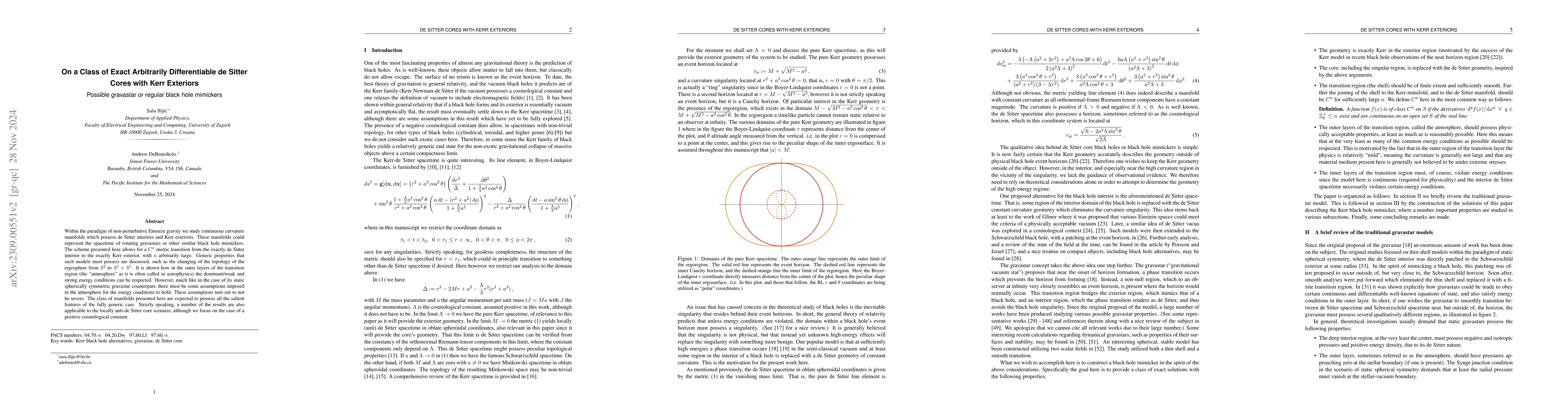 Thumbnail for On a Class of Exact Arbitrarily Differentiable de Sitter Cores with Kerr
  Exteriors: Possible gravastar or regular black hole mimickers