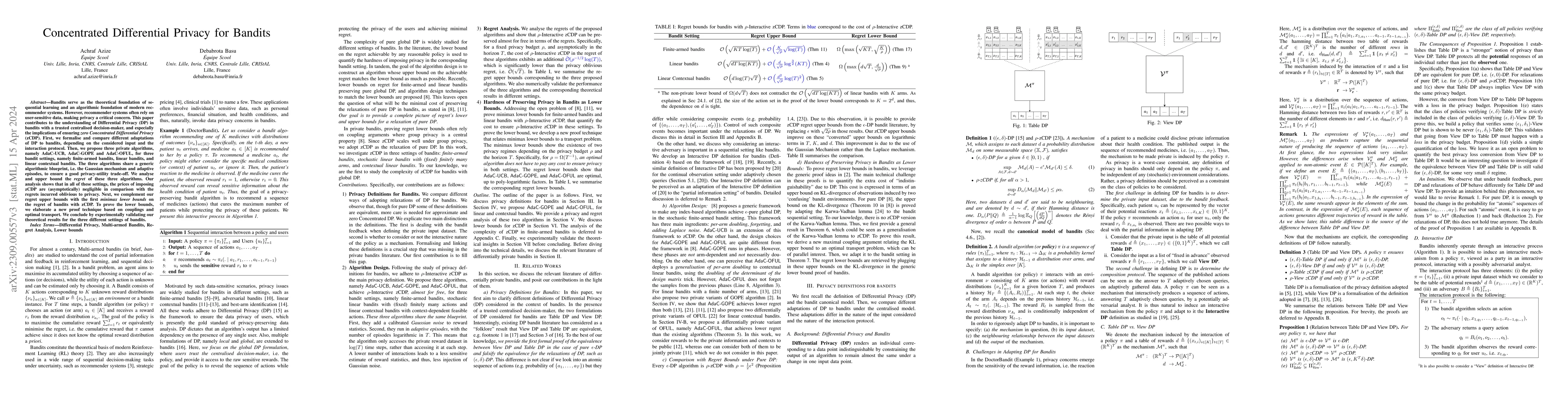 Thumbnail for Concentrated Differential Privacy for Bandits