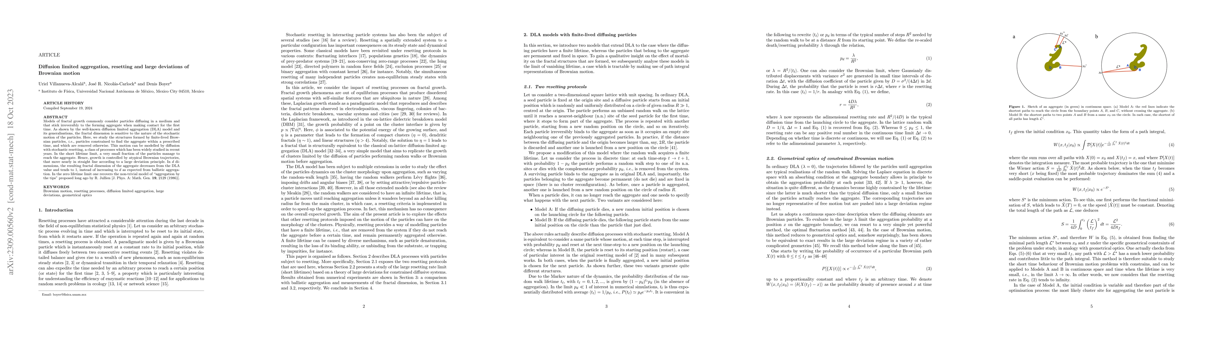 Thumbnail for Diffusion limited aggregation, resetting and large deviations of
  Brownian motion