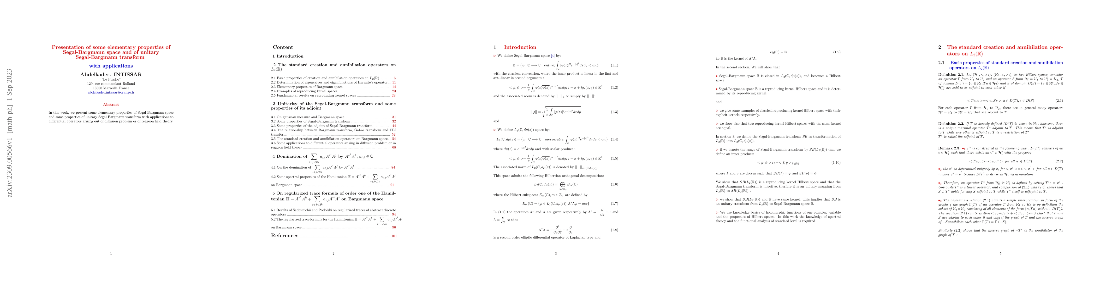 Thumbnail for Presentation of some elementary properties of Segal-Bargmann space and
  of unitary Segal-Bargmann transform with applications