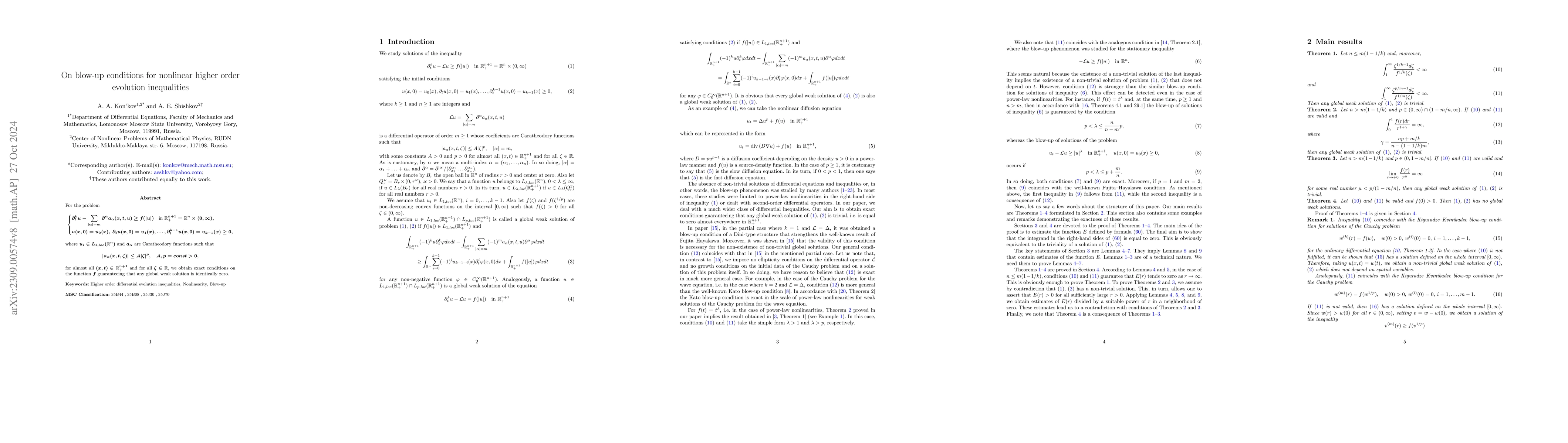 Thumbnail for On blow-up conditions for nonlinear higher order evolution inequalities