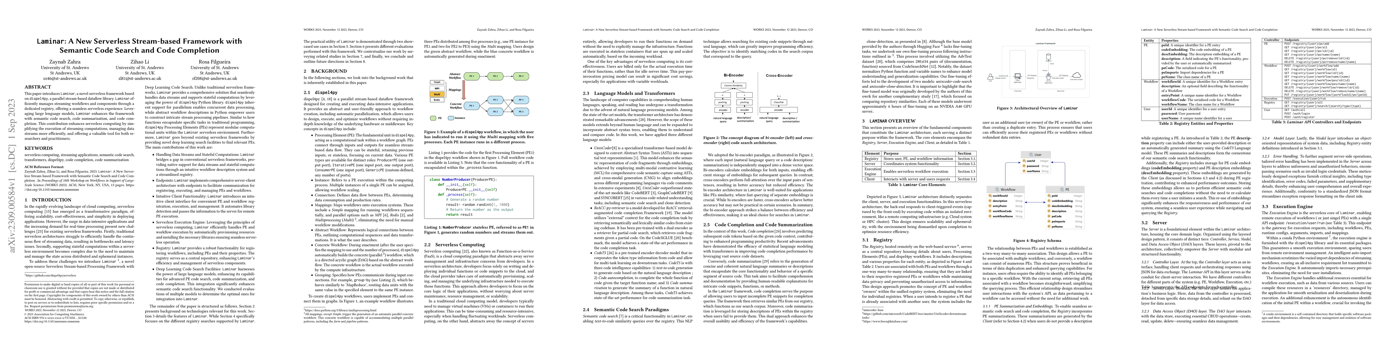 Thumbnail for Laminar: A New Serverless Stream-based Framework with Semantic Code
  Search and Code Completion