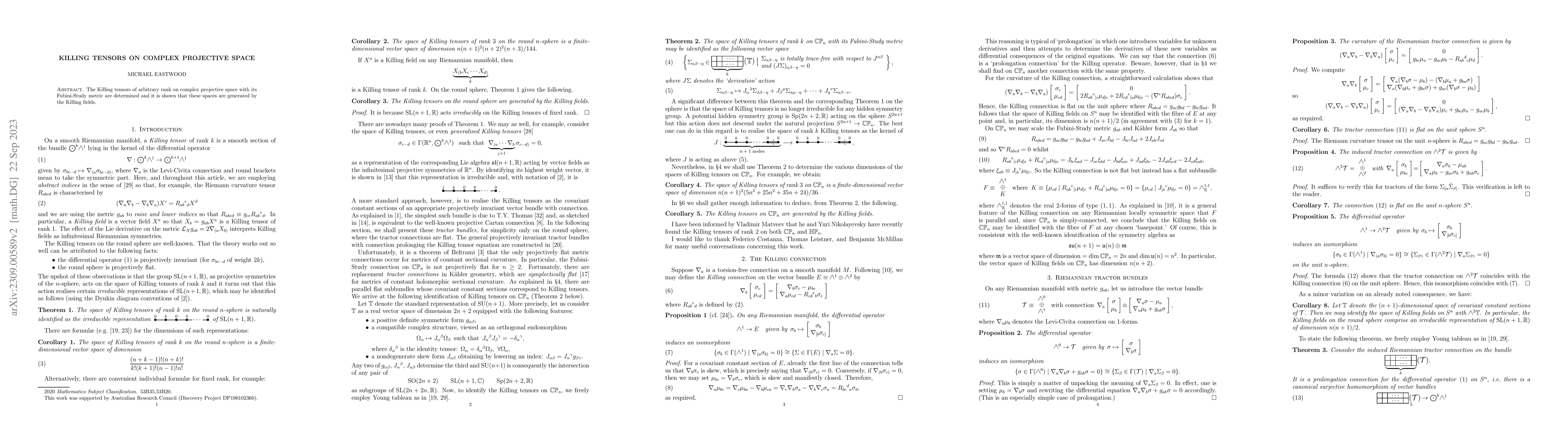 Thumbnail for Killing tensors on complex projective space