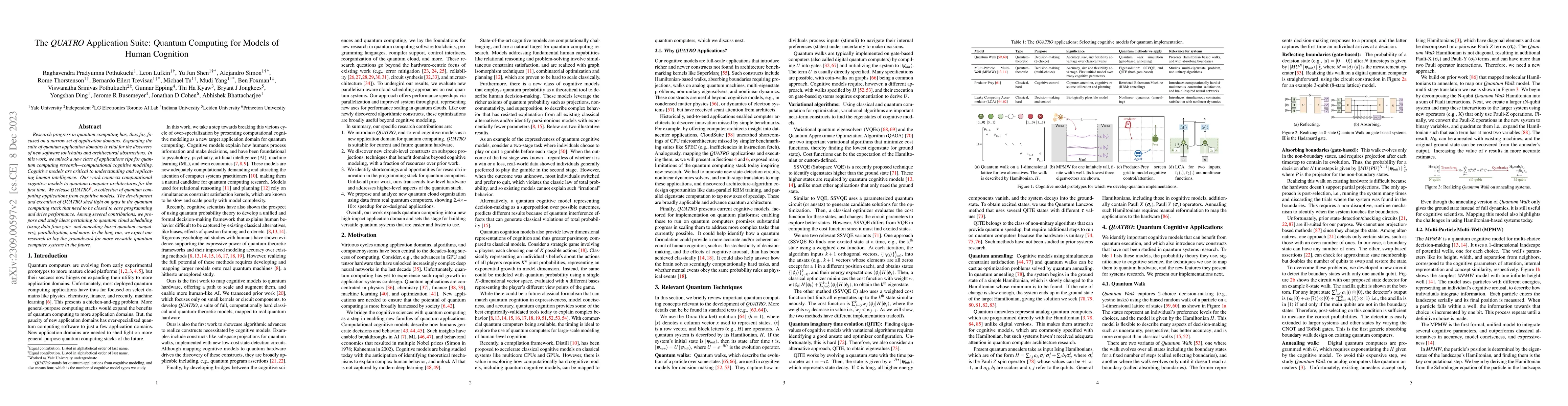 Thumbnail for The QUATRO Application Suite: Quantum Computing for Models of Human
  Cognition