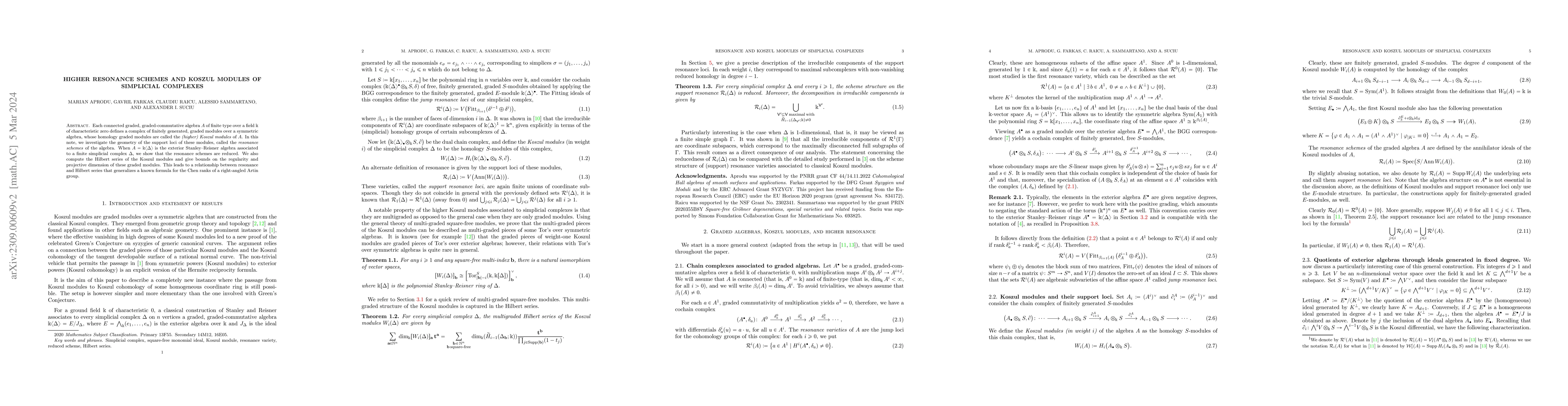 Thumbnail for Higher resonance schemes and Koszul modules of simplicial complexes