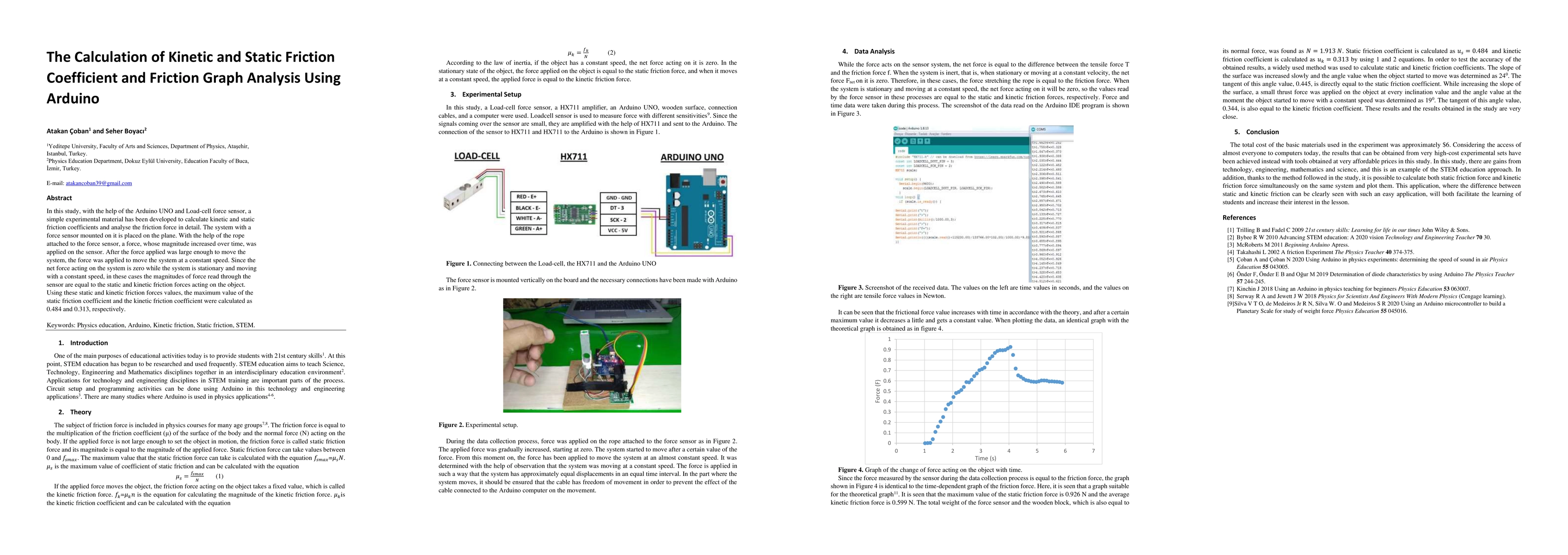 Thumbnail for The Calculation of Kinetic and Static Friction Coefficient and Friction
  Graph Analysis Using Arduino