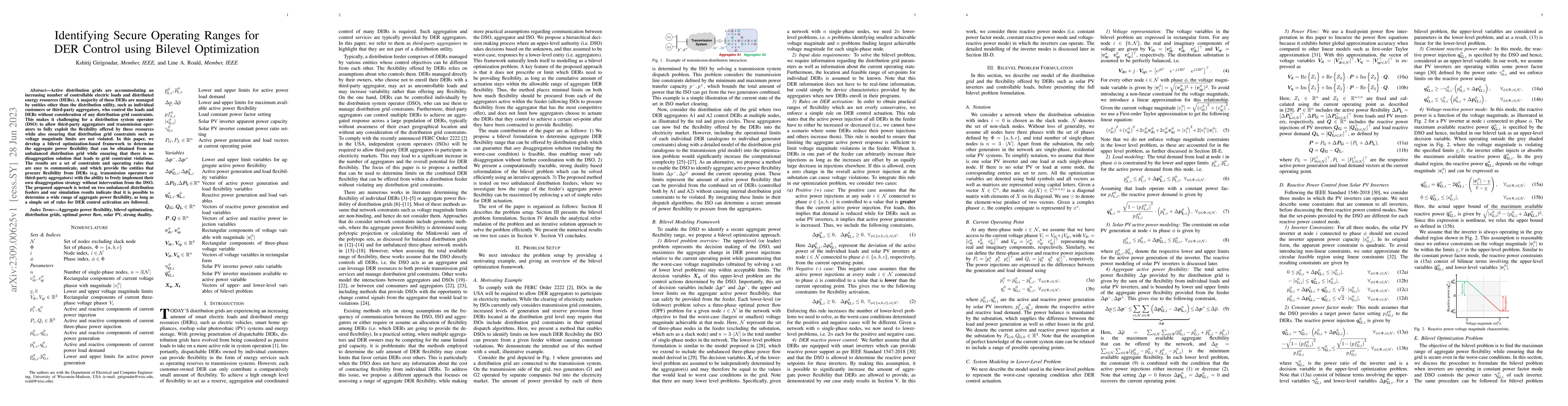 Thumbnail for Identifying Secure Operating Ranges for DER Control using Bilevel
  Optimization