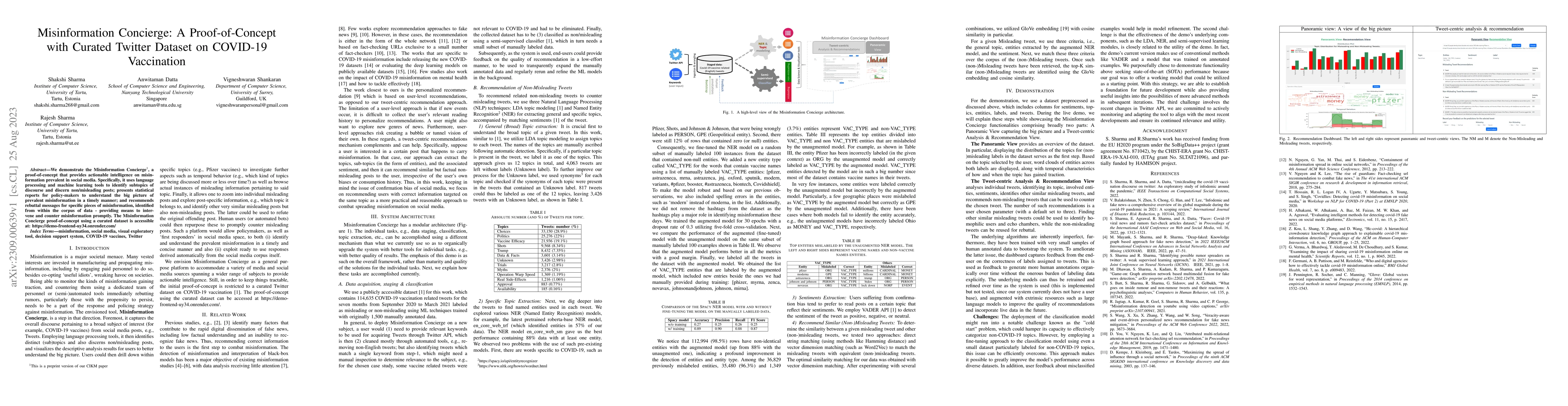 Thumbnail for Misinformation Concierge: A Proof-of-Concept with Curated Twitter
  Dataset on COVID-19 Vaccination