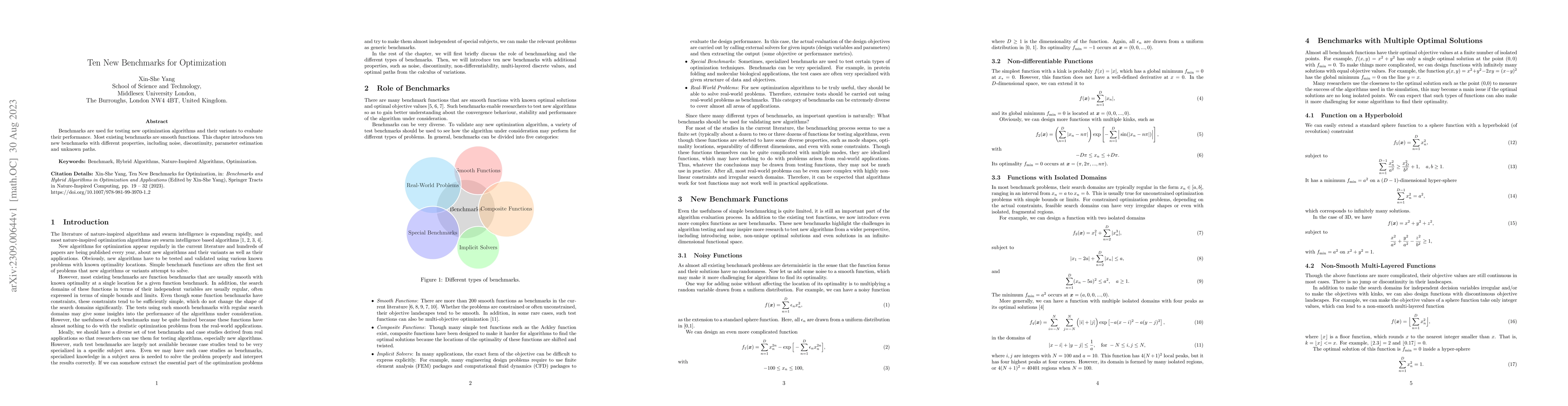 Thumbnail for Ten New Benchmarks for Optimization