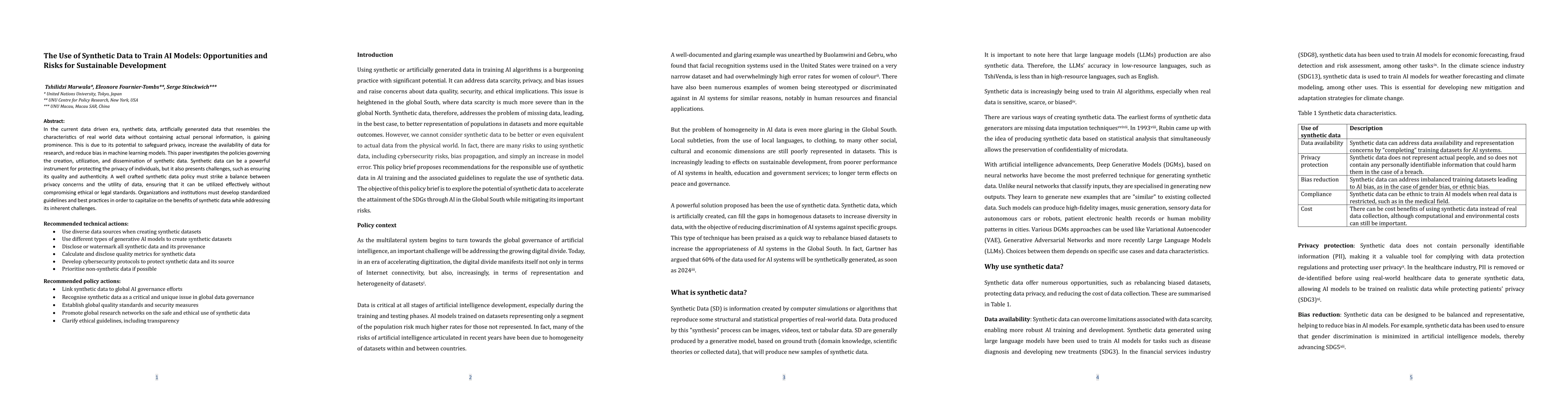 Thumbnail for The Use of Synthetic Data to Train AI Models: Opportunities and Risks
  for Sustainable Development