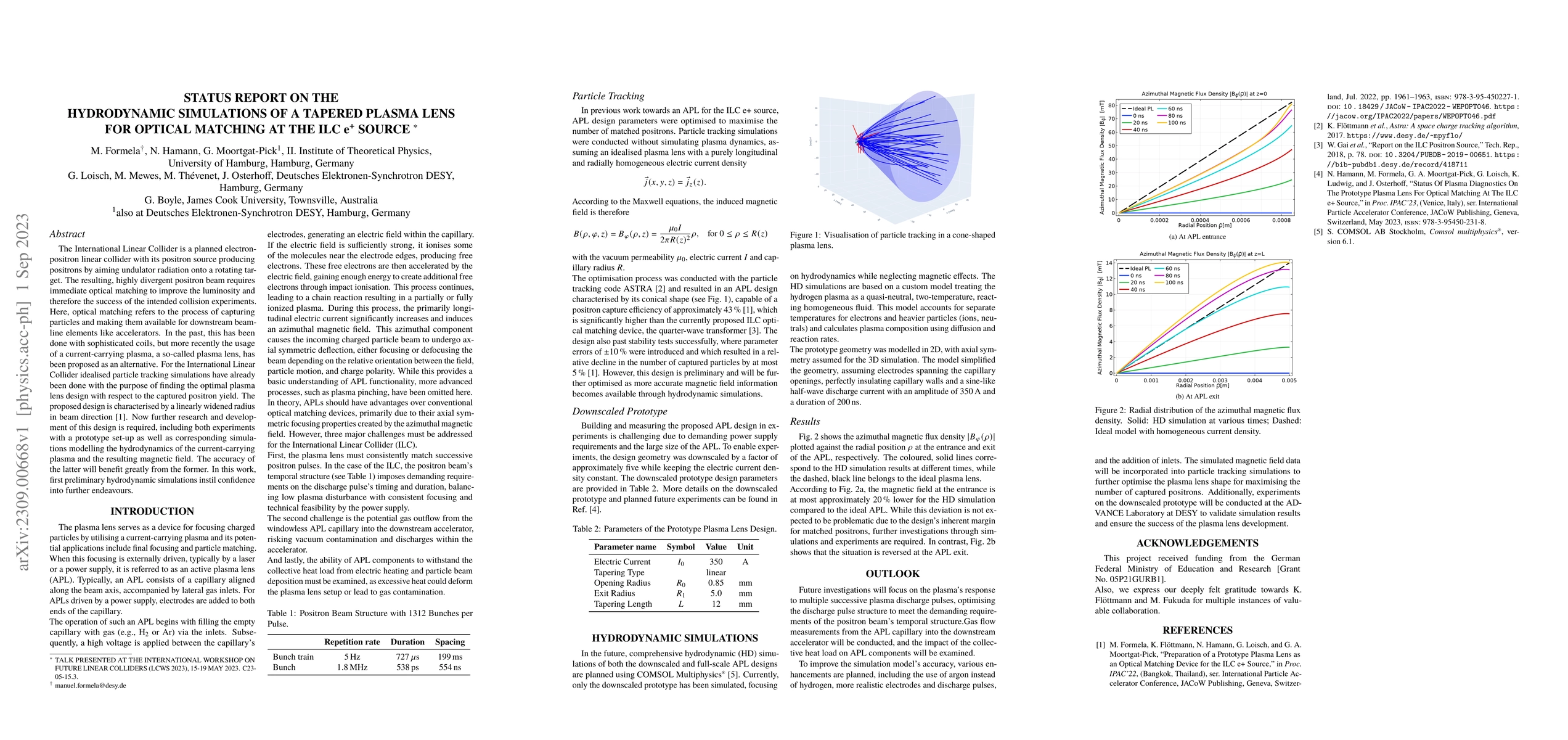 Thumbnail for Status Report on the Hydrodynamic Simulations of a Tapered Plasma Lens
  for Optical Matching at the ILC $e^+$ Source