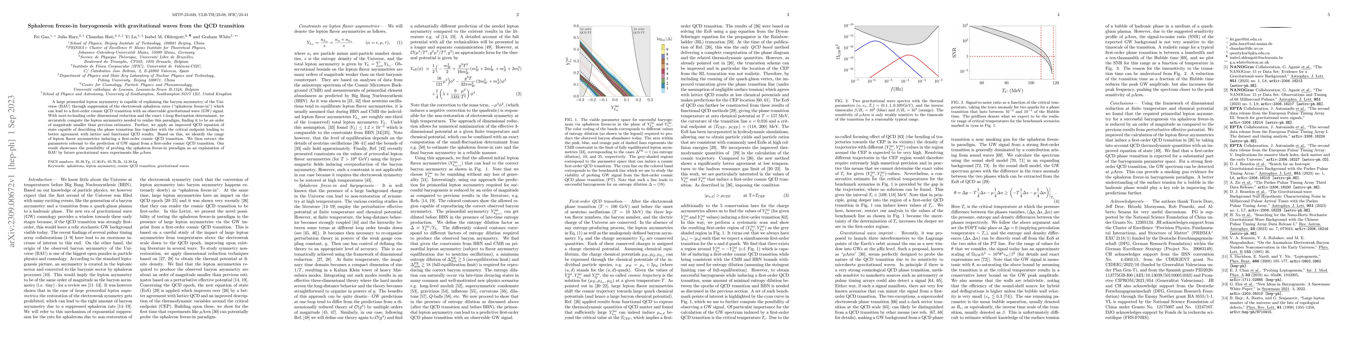 Thumbnail for Sphaleron freeze-in baryogenesis with gravitational waves from the QCD
  transition