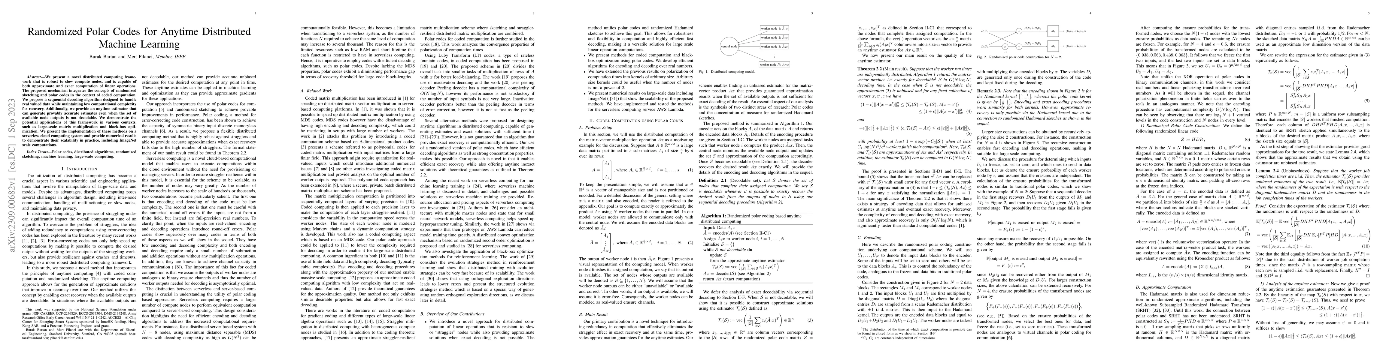 Thumbnail for Randomized Polar Codes for Anytime Distributed Machine Learning