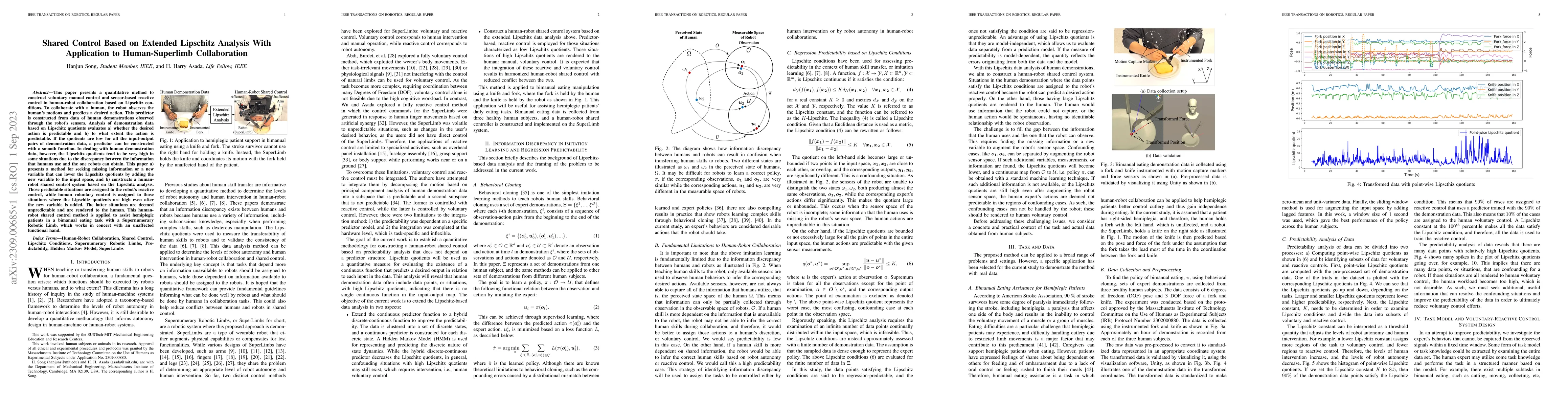 Thumbnail for Shared Control Based on Extended Lipschitz Analysis With Application to
  Human-Superlimb Collaboration