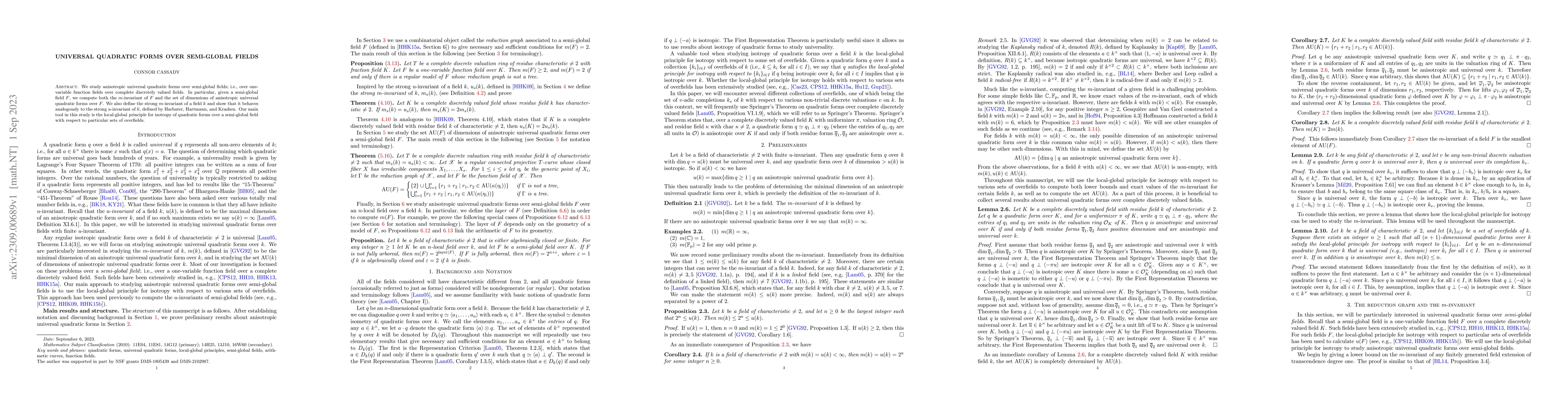 Thumbnail for Universal quadratic forms over semi-global fields