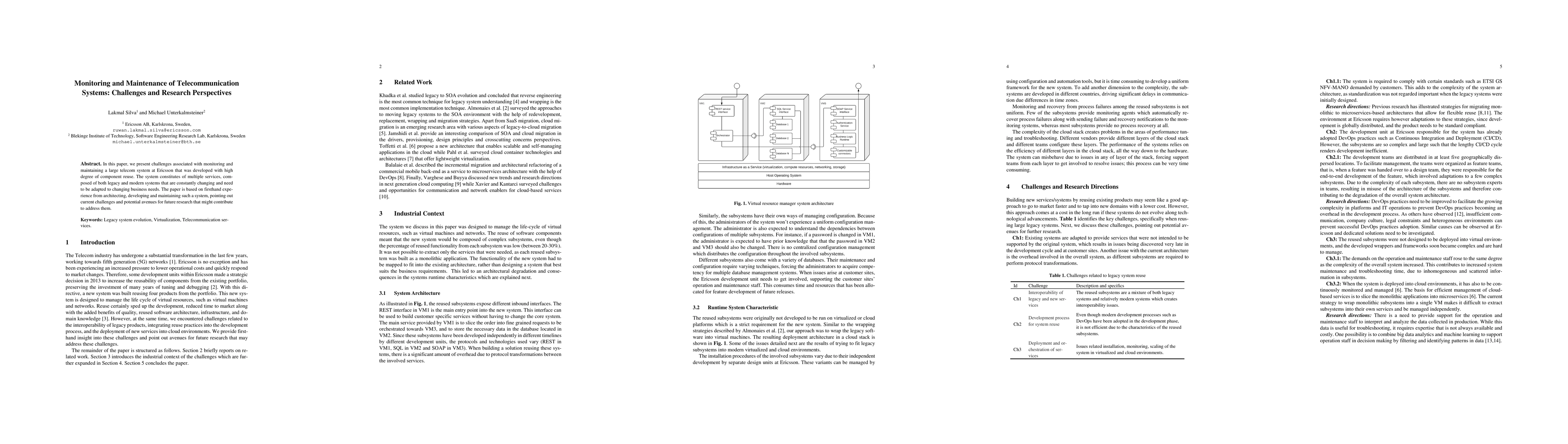 Thumbnail for Monitoring and Maintenance of Telecommunication Systems: Challenges and
  Research Perspectives