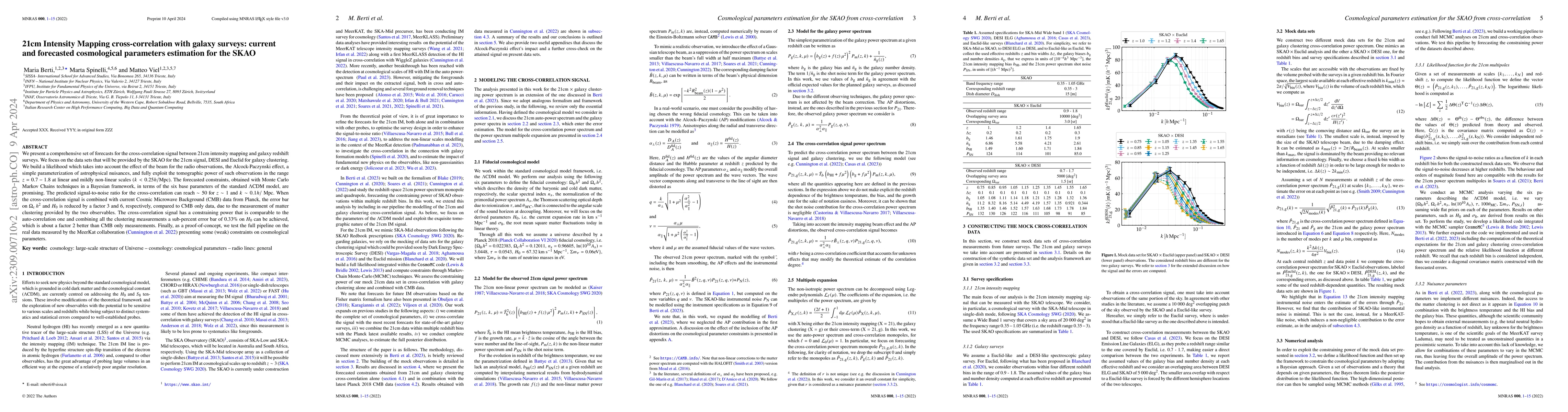 Thumbnail for 21cm Intensity Mapping cross-correlation with galaxy surveys: current
  and forecasted cosmological parameters estimation for the SKAO