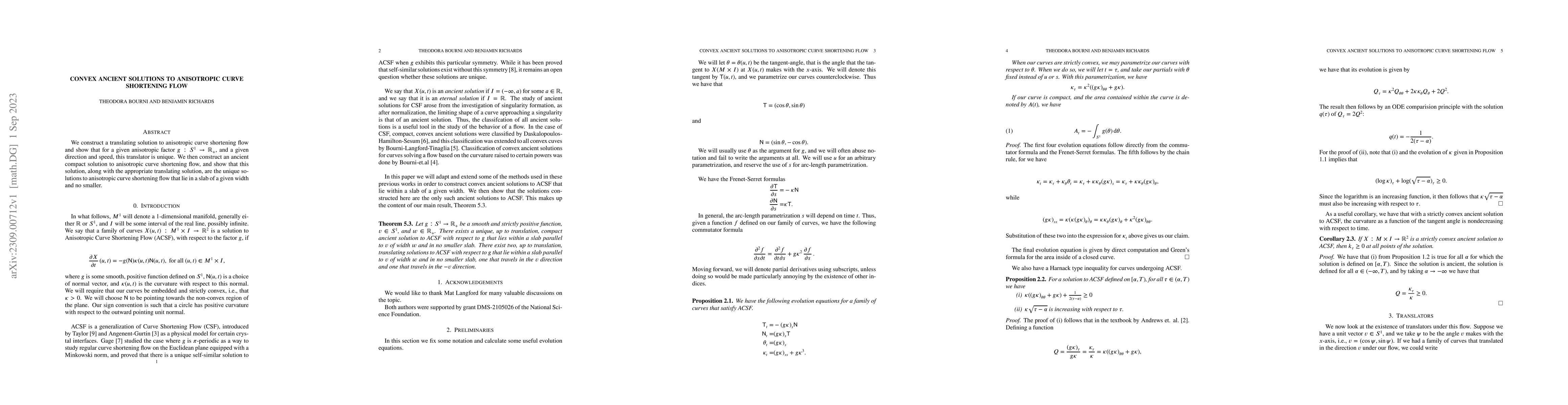 Thumbnail for Convex Ancient Solutions to Anisotropic Curve Shortening Flow