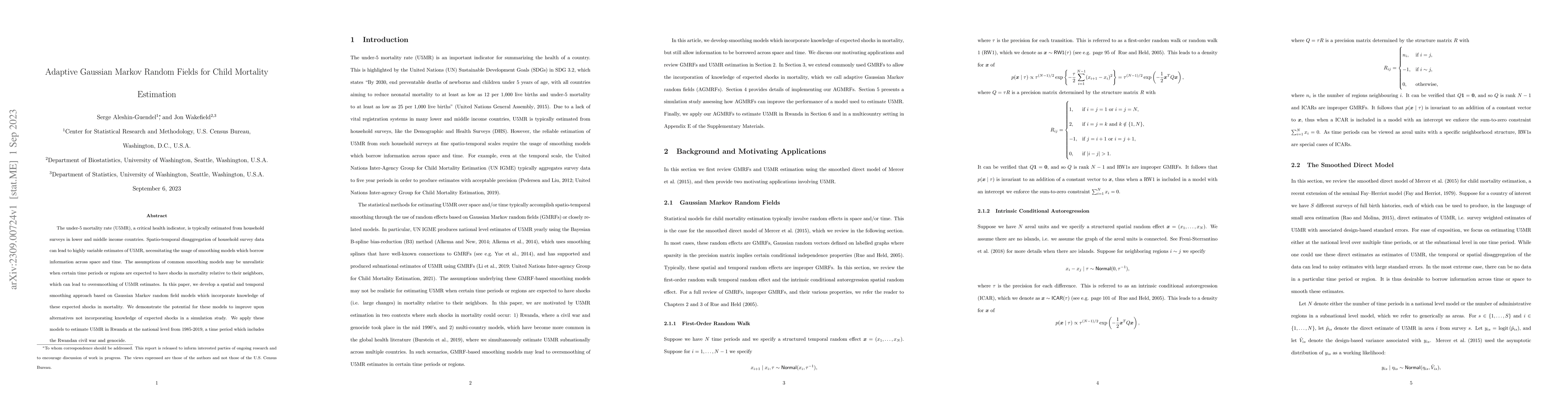 Thumbnail for Adaptive Gaussian Markov Random Fields for Child Mortality Estimation