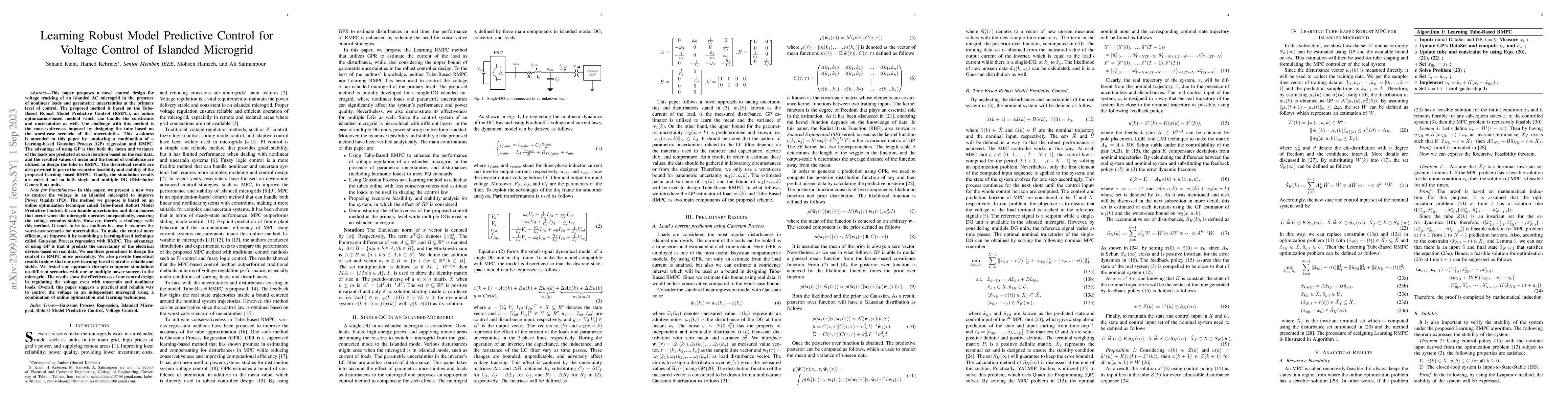 Thumbnail for Learning Robust Model Predictive Control for Voltage Control of Islanded
  Microgrid