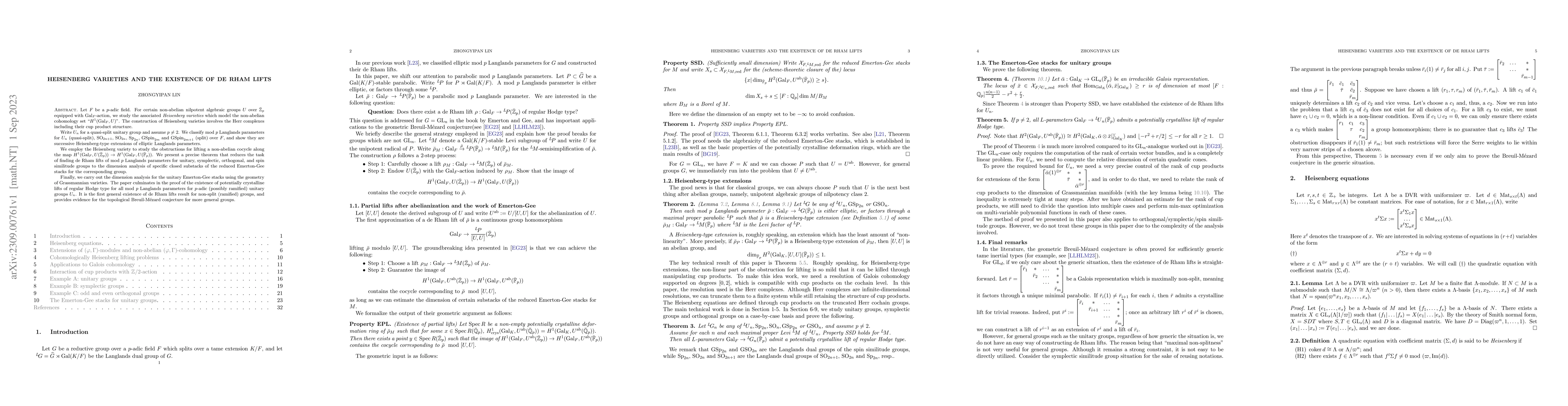 Thumbnail for Heisenberg varieties and the existence of de Rham lifts