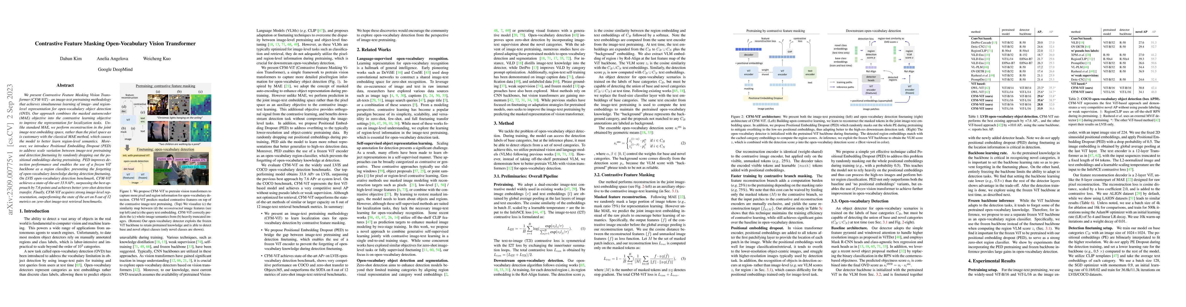 Thumbnail for Contrastive Feature Masking Open-Vocabulary Vision Transformer