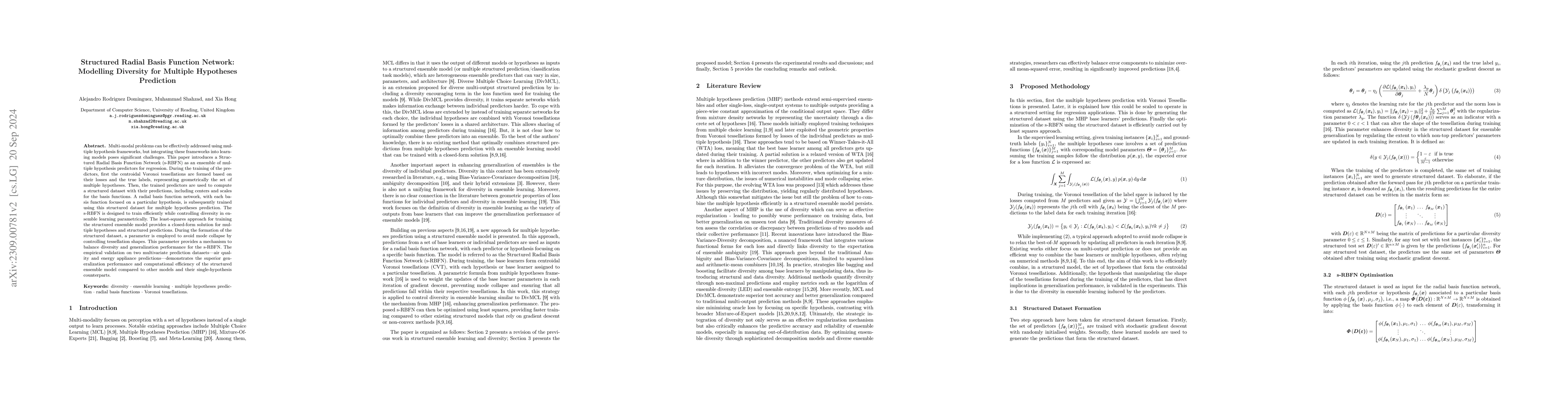 Thumbnail for Structured Radial Basis Function Network: Modelling Diversity for
  Multiple Hypotheses Prediction