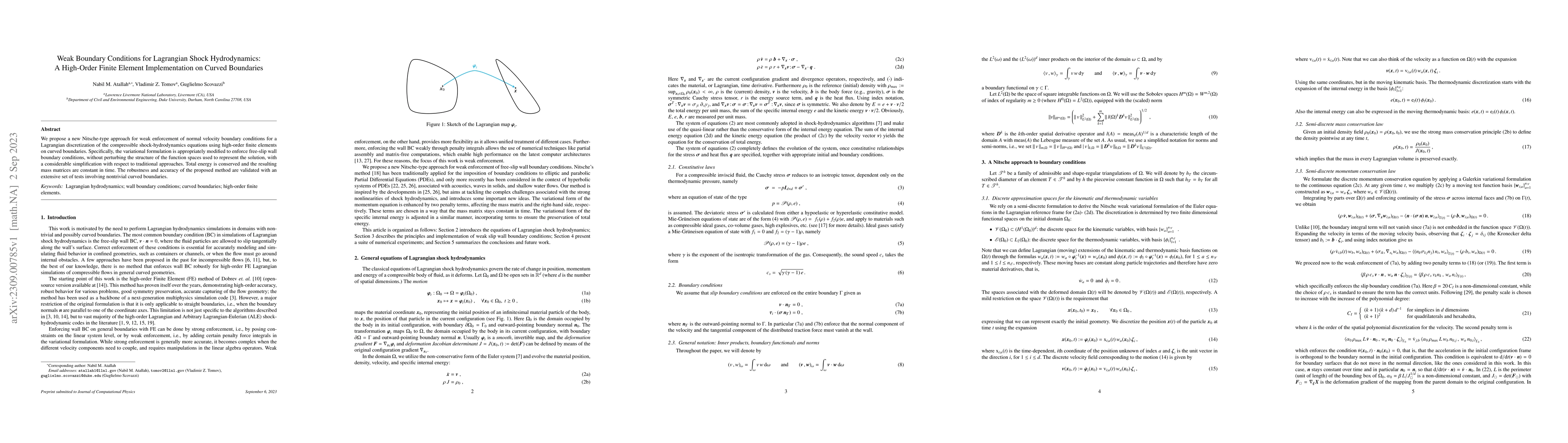 Thumbnail for Weak Boundary Conditions for Lagrangian Shock Hydrodynamics: A
  High-Order Finite Element Implementation on Curved Boundaries