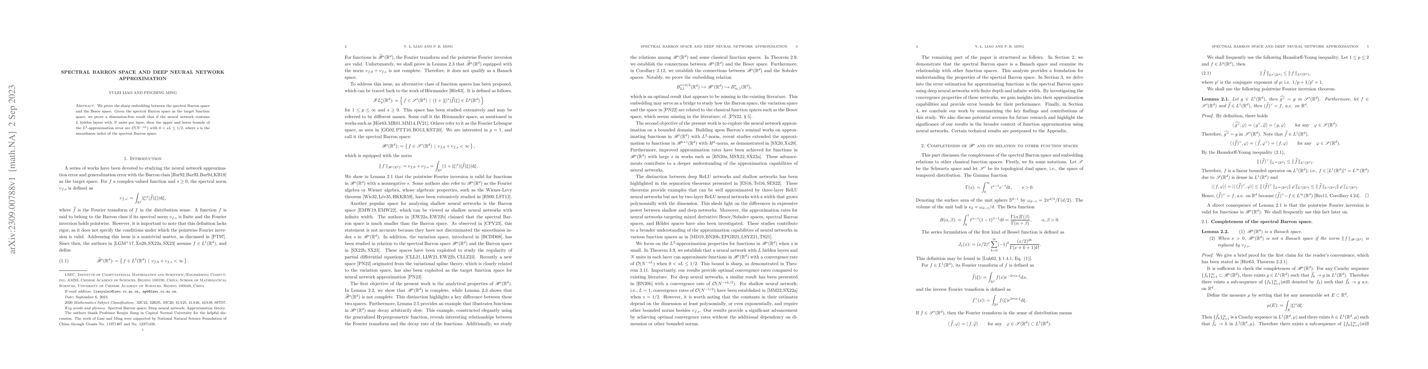 Thumbnail for Spectral Barron space and deep neural network approximation