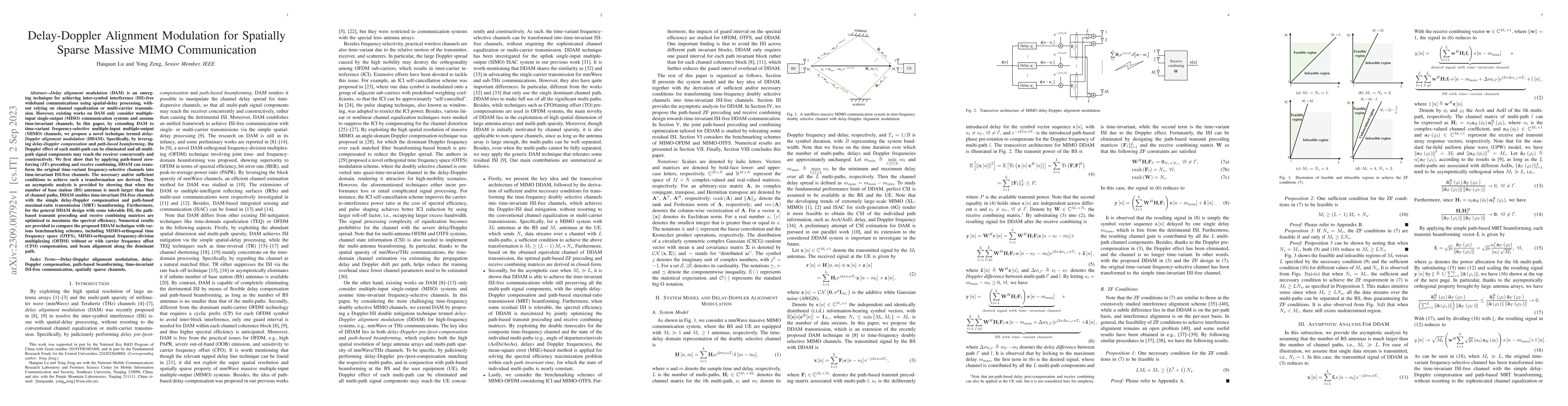 Thumbnail for Delay-Doppler Alignment Modulation for Spatially Sparse Massive MIMO
  Communication