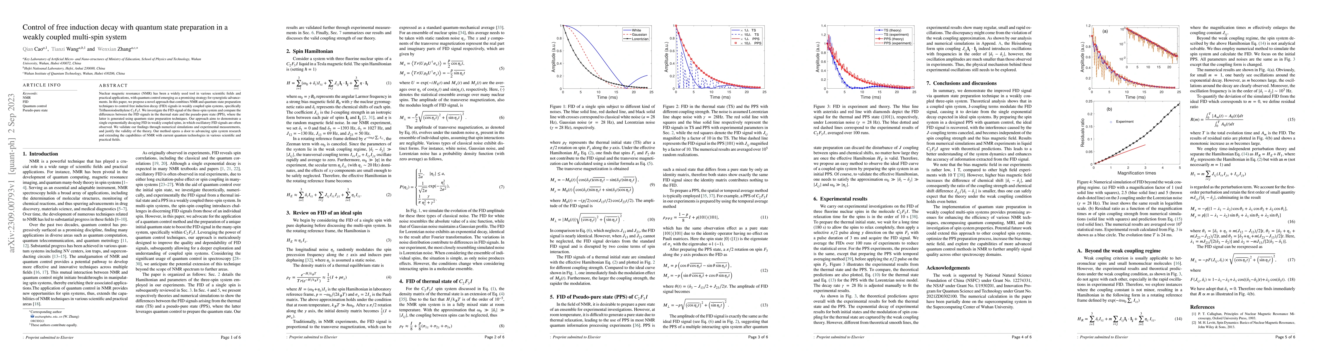 Thumbnail for Control of free induction decay with quantum state preparation in a
  weakly coupled multi-spin system