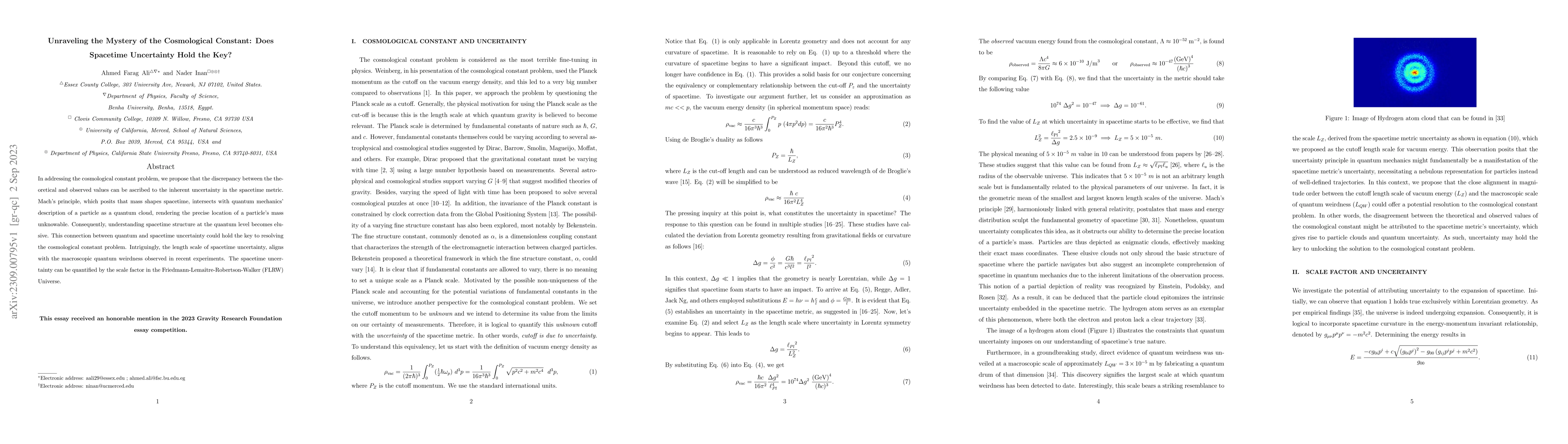 Thumbnail for Unraveling the mystery of the cosmological constant: Does spacetime
  uncertainty hold the key?