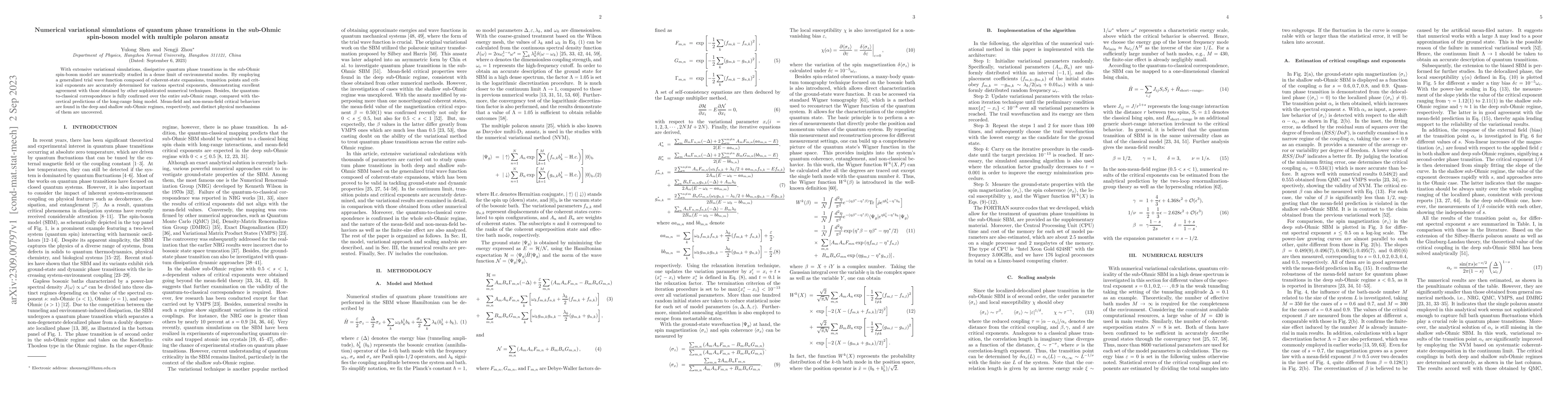 Thumbnail for Numerical variational simulations of quantum phase transitions in the
  sub-Ohmic spin-boson model with multiple polaron ansatz