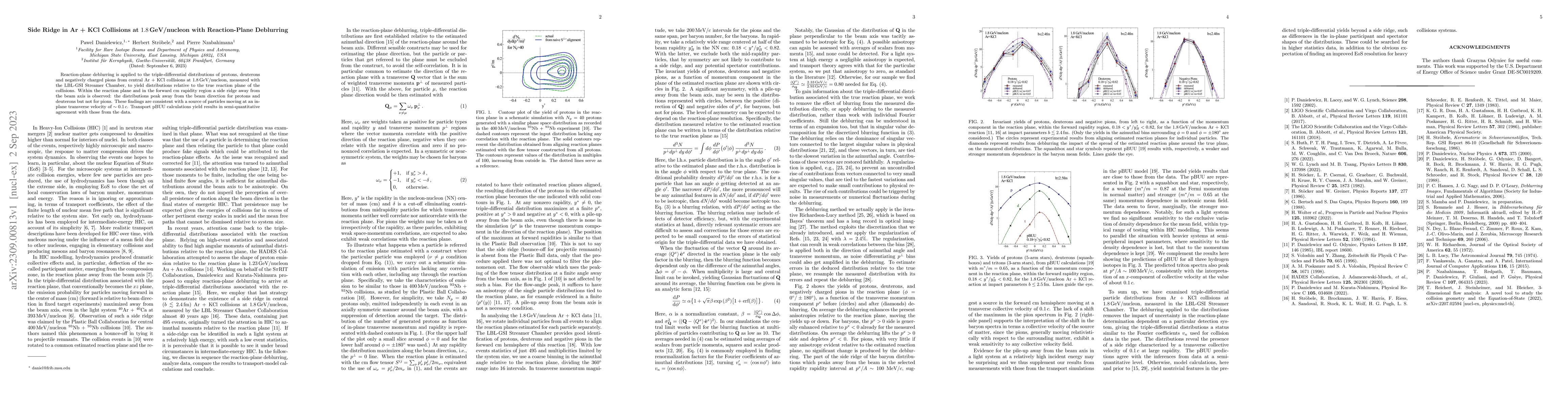 Thumbnail for Side Ridge in Ar + KCl Collisions at 1.8 GeV/nucleon with Reaction-Plane
  Deblurring