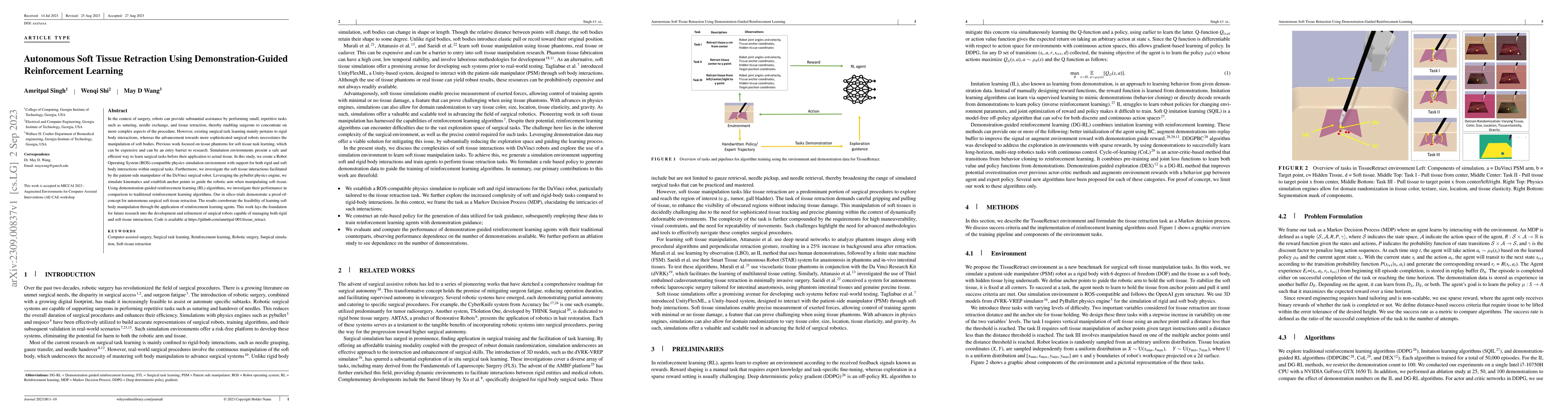 Thumbnail for Autonomous Soft Tissue Retraction Using Demonstration-Guided
  Reinforcement Learning