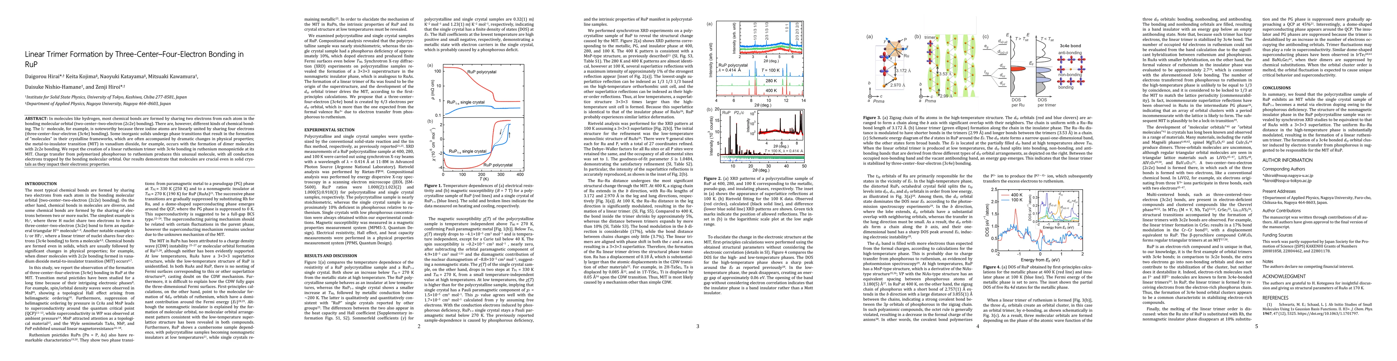 Thumbnail for Linear Trimer Formation by Three-Center-Four-Electron Bonding in RuP