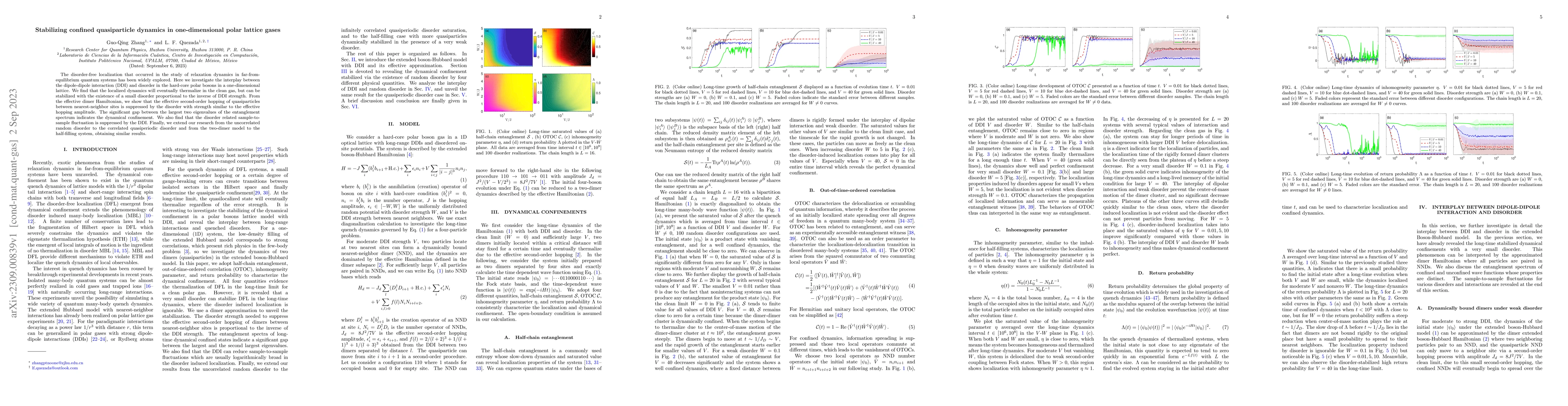 Thumbnail for Stabilizing confined quasiparticle dynamics in one-dimensional polar
  lattice gases