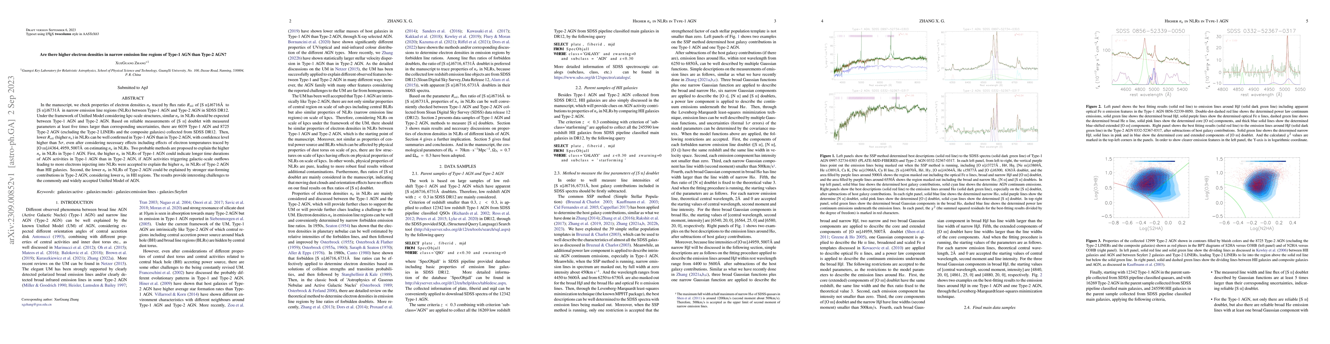 Thumbnail for Are there higher electron densities in narrow emission line regions of
  Type-1 AGN than Type-2 AGN?